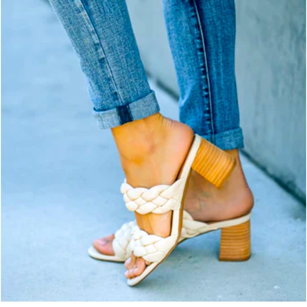 Braided heeled sandal - beige size 8